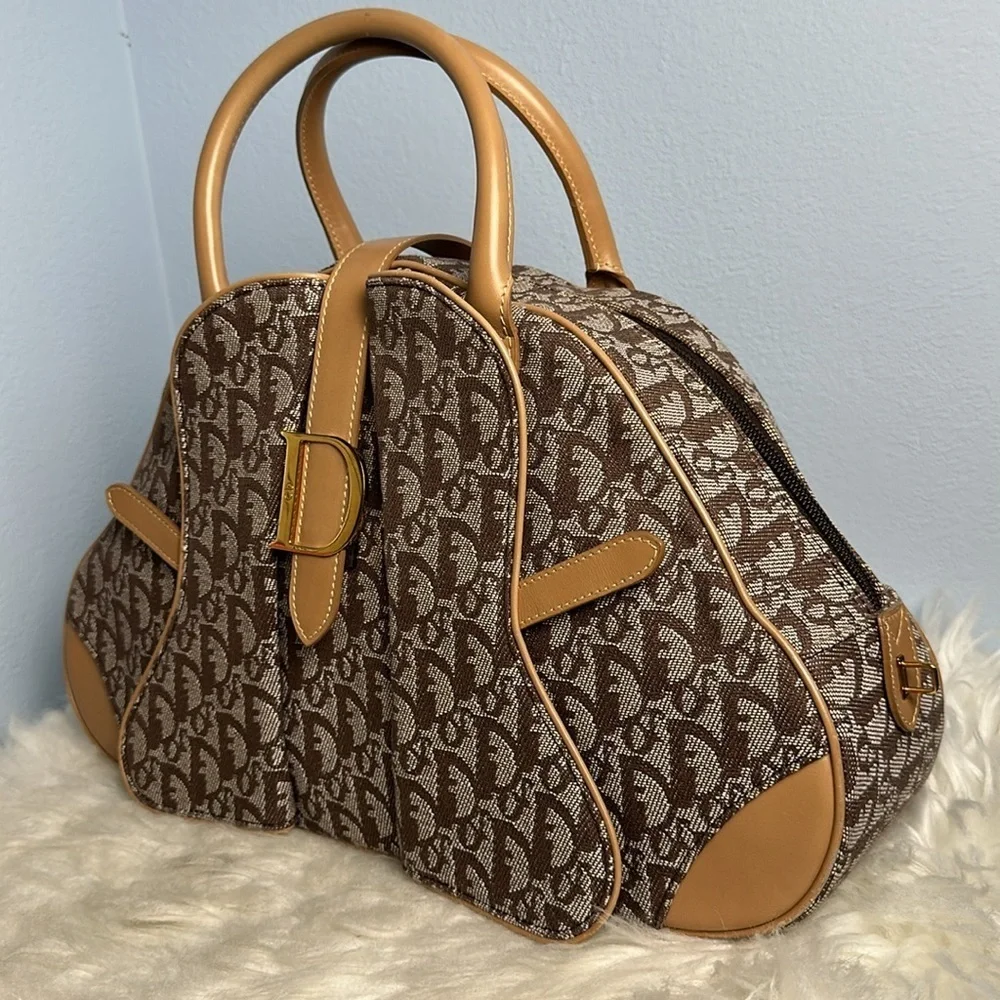 💯Authentic  Christian Dior Double Saddle Diorissimo Canvas & Beige Leather🍀